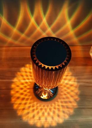 Настільна лампа світлодіодна diamond нічник портативний led світильник від usb декоративний кришталь 0201 топ9 фото