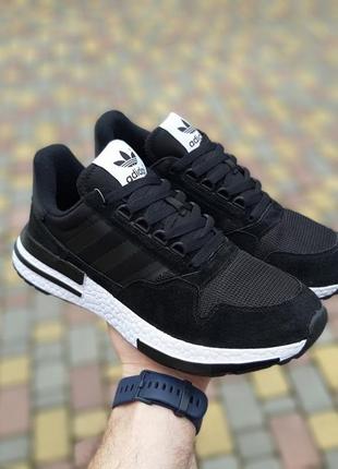 Чоловічі кросівки adidas zx 500 rm чорні на білій знижка sale | smb