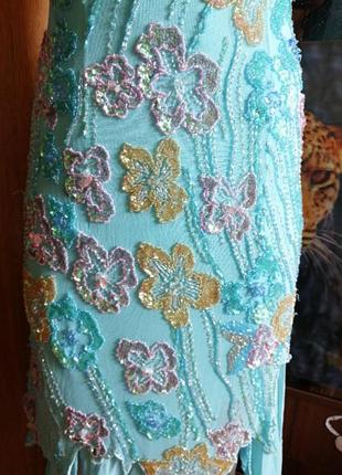 Платте вечірній бірюза всі розшита бісером