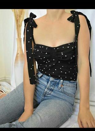 Стильный , романтичный топ , корсет в горох asos , zara , mondi