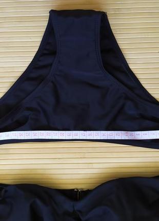 Чорний купальник бандо халтер плавки з вирізами середня висока посадка4 фото