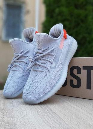 Кроссовки adidas yeezy boost 350 серые с оранжевым🌶2 фото