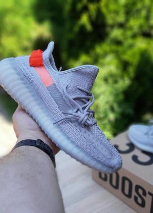 Кросівки adidas yeezy boost 350 сірі з помаранчевим🌶