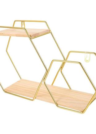 Полка настенная двойной шестиугольник 42см*24см*10см (d) sw-00001636