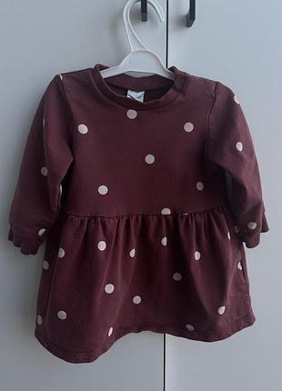 Теплое платье h&amp;m в горошек, 9-12, теплое платье hm, свитшот, худи,