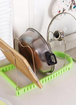 Подставка для сковородок, крышек, тарелок, кастрюль (зеленый)3 фото