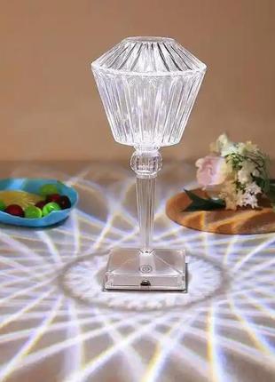 Настільна лампа світильник світлодіодна diamond нічник портативний led-лампа-нічник від usb декоративний 02019 фото