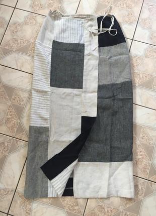 Юбка, льняная, юбка на запах