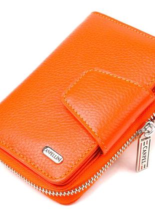 Яскраве вертикальне портмоне для жінок із монетницею на блискавці з натуральної шкіри флотар canpellini 21602
