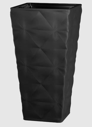 Кашпо с вкладкой дива слим квадрат 40 см 77,5 л черный морозостойкий