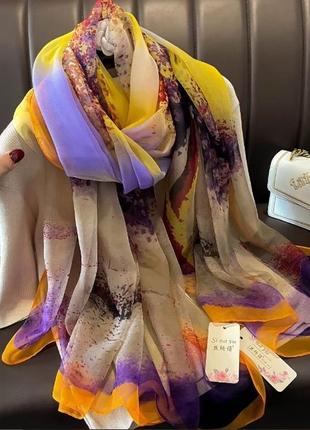 180*130 si na yu см люксовий шовковий великий жіночий модний шарф із візерунком1 фото