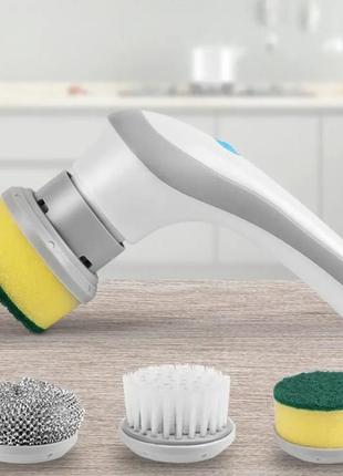 Щётка для мытья посуды с насадами аккумуляторная electric cleaning brush 0201 топ !2 фото