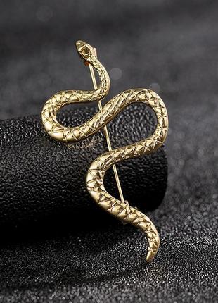 Брошка у формі звиваної змії зі сплаву, бейдж для рюкзака, золотий колір,