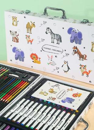 Детский набор для рисования "inspire children" 95 предметов для творчества со скетч маркерами в чемоданчике