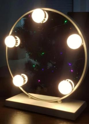 Дзеркало для макіяжу з led-підсвіткою led mirror 5 led jx-526 білий 0201 топ!2 фото