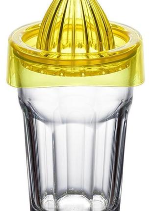 Стакан-фрешница zestglass original 415мл из закаленного стекла с насадкой для фреш (желтый)