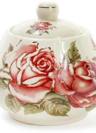 Цукорниця cream rose "корейська троянда" 300 мл, порцелянова1 фото