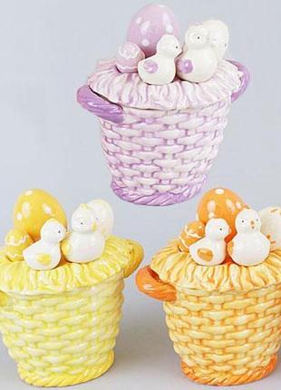 Корзина для яиц "цыплята" декоративная из керамики 16см