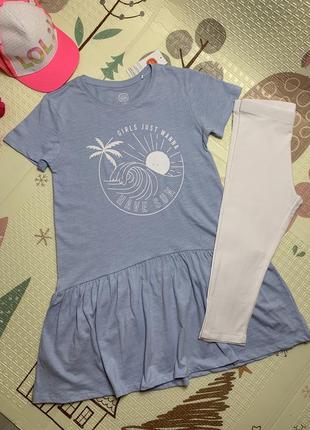 Дитячий комплект сукня та велосипедки для дівчинки 140 см cool club / літне плаття для дівчинки