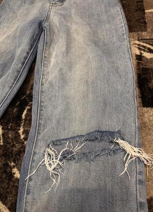 Джинсы/синие джинсы/ трендовые/ с дырками/ на высокой посадке/ брюках6 фото