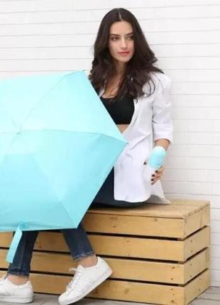Мини-зонт карманный в футляре, женский зонтик в капсуле автомат компактный складной 0201 топ !3 фото