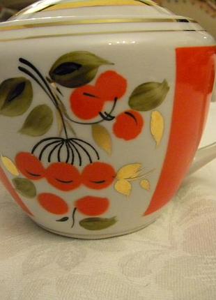 Сахарница ветка рябины ручная роспись фарфор ссср полонне5 фото