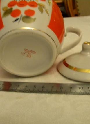 Сахарница ветка рябины ручная роспись фарфор ссср полонне8 фото