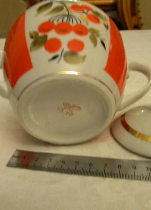 Сахарница ветка рябины ручная роспись фарфор ссср полонне9 фото