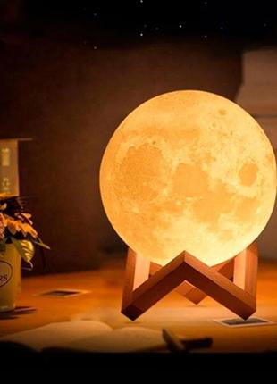 Ночник луна сенсорный  3d moon 13 см, лампа-ночник беспроводная на аккумуляторе 7 цветов с пультом 1702 !6 фото