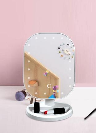 Зеркало с подсветкой led для макияжа cosmetie mirror вращающееся сенсорное на 180 градусов зеркало на батарейк4 фото