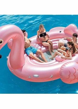 Надувной матрас плавательный остров intex 57297 “фламинго” для отдыха на воде, четырехместный надувной плот2 фото