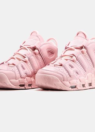 Женские кожаные демисезонные кроссовки nike air more uptempo pink8 фото