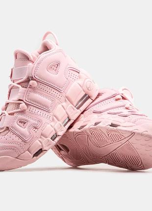 Женские кожаные демисезонные кроссовки nike air more uptempo pink4 фото