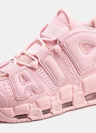 Женские кожаные демисезонные кроссовки nike air more uptempo pink6 фото