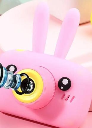 Дитячий фотоапарат з вушками зайчик smart kids camera toy дитяча фотокамера іграшка рожевий 0201 топ!5 фото