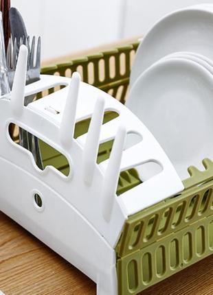 Органайзер для посуды compact dish rack складная настольная сушилка для посуды из пластика 0201 топ !2 фото