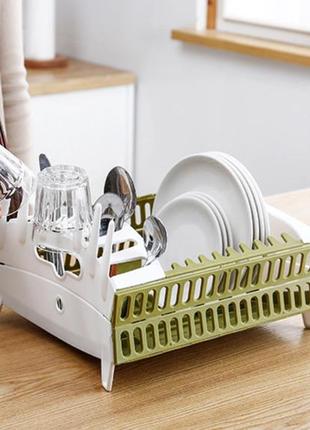 Органайзер для посуды compact dish rack складная настольная сушилка для посуды из пластика 0201 топ !3 фото