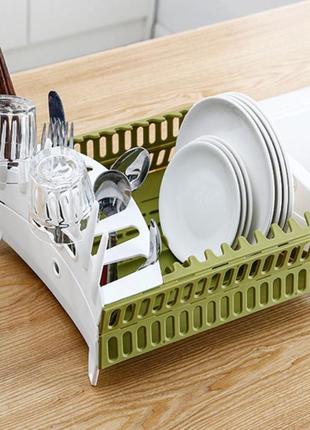 Органайзер для посуды compact dish rack складная настольная сушилка для посуды из пластика 0201 топ !