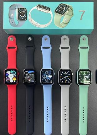 Смарт-часы smart watch series 7 умные спортивные фитнес часы red/blue/green/silver 0201 топ !