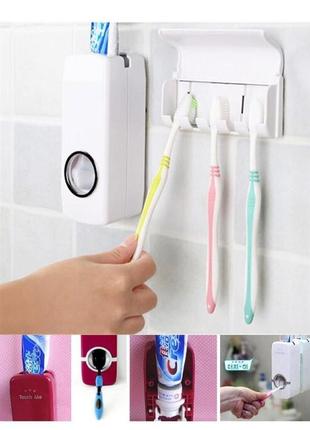 Тримач зубних щіток toothpaste dispenser з автоматичним дозатором для зубної пасти 0201 топ!4 фото