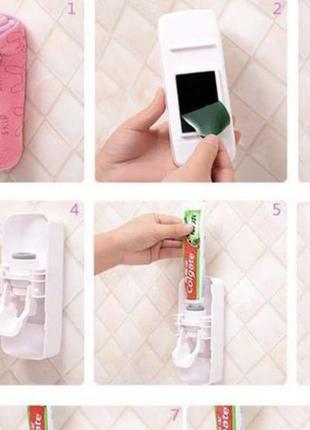 Тримач зубних щіток toothpaste dispenser з автоматичним дозатором для зубної пасти 0201 топ!6 фото