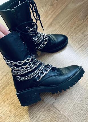 Шкіряні черевики zara рок-стиль 24 см