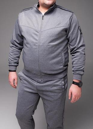 Мужской серый спортивный костюм gs без капюшона батал2 фото