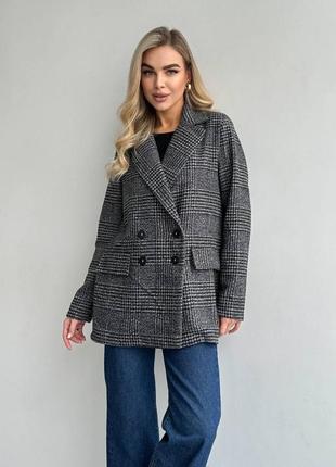 Серый твидовый пиджак жакет