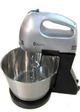 Миксер domotec ms-1133 2 в 1 ручной с металлической чашей 2л