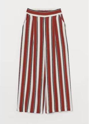 Р. 44-46/s-m штаны широкие кюлоты женские в коричневую полоску h&m 3