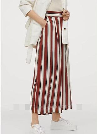 Р. 44-46/s-m штаны широкие кюлоты женские в коричневую полоску h&m 2