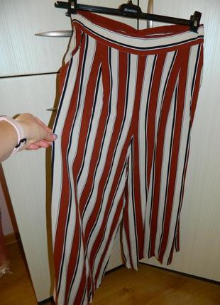 Р. 44-46/s-m штаны широкие кюлоты женские в коричневую полоску h&m 5