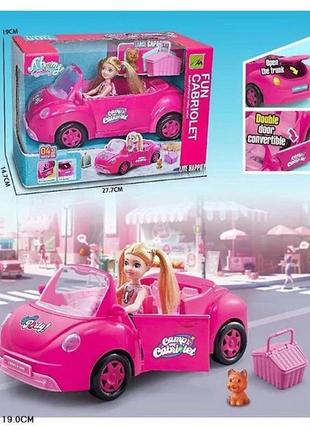 Машинка кабриолет розовый для куклы кукла и собачка 9045-23 фото