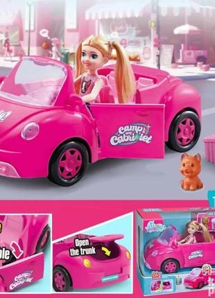 Машинка кабриолет розовый для куклы кукла и собачка 9045-27 фото